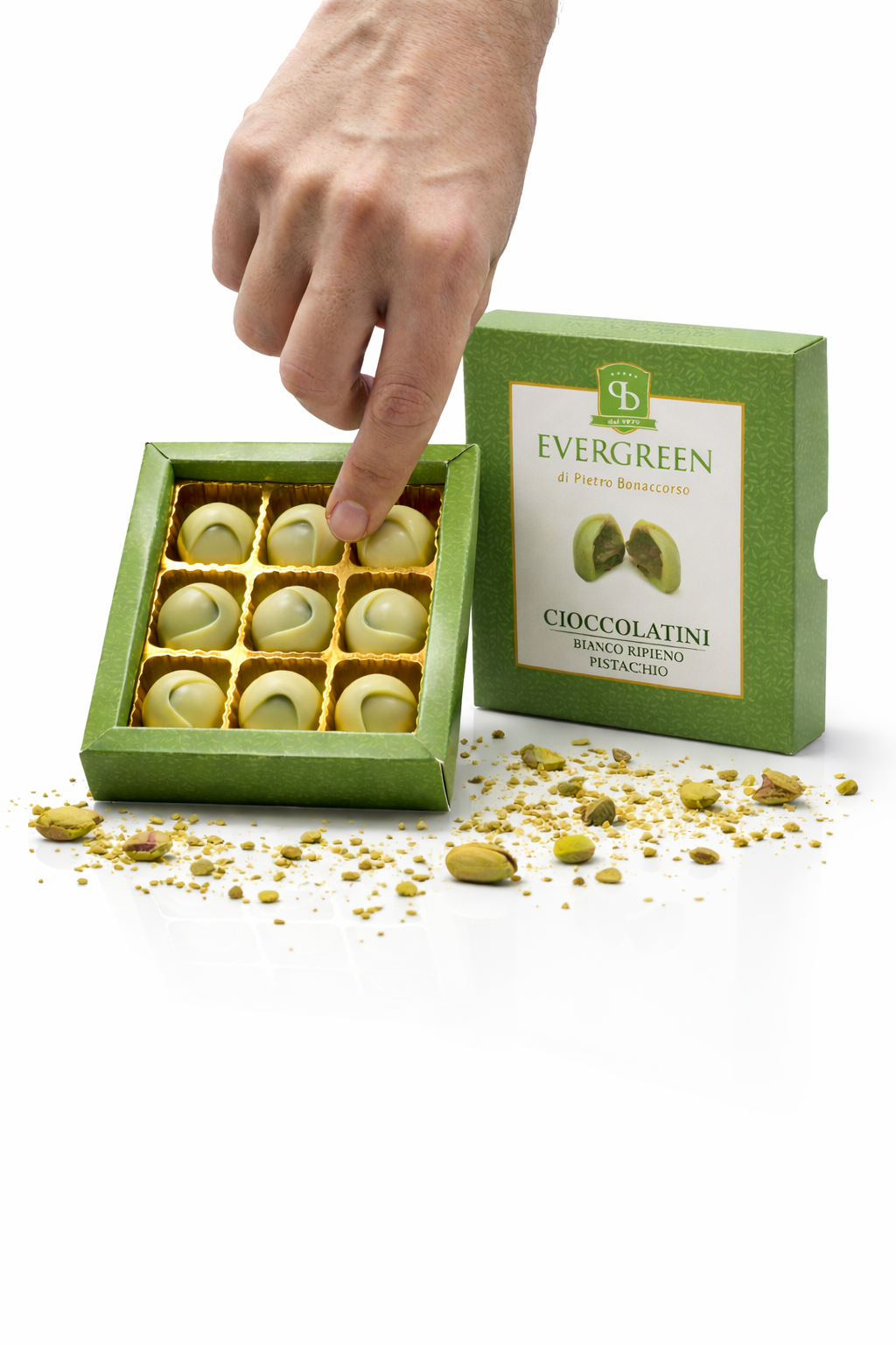 CIOCCOLATINI - BIANCO RIPIENI DI PISTACCHIO